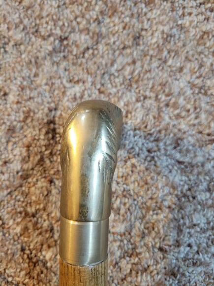 Vintage Antique Weighted Brass Dog Head Knob Swagger Walking Stick Cane Umbrella - Picture 4 of 7
